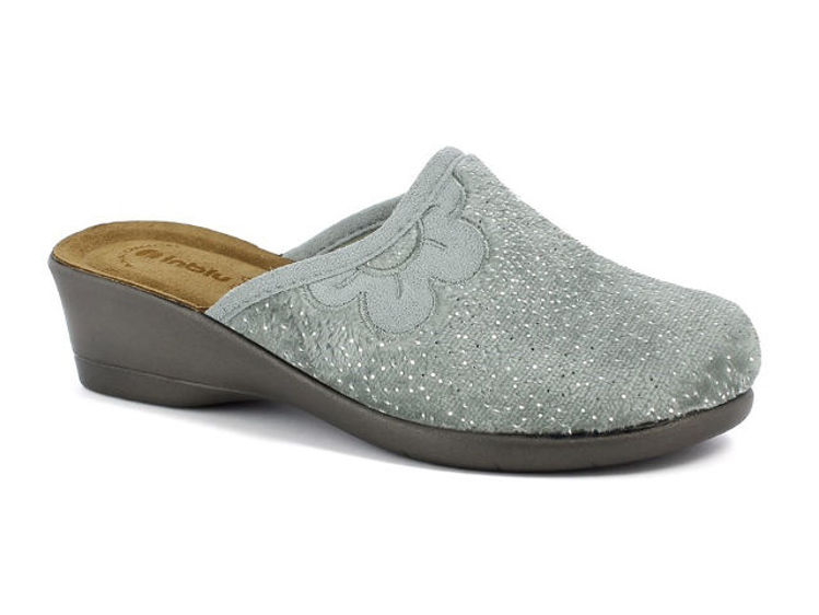Picture of Soft eco fur slippers with strass and flower - de12