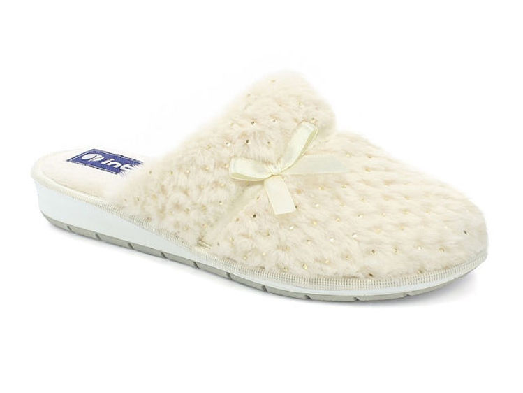 Picture of Eco fur slippers with lace bow and pois - lb92