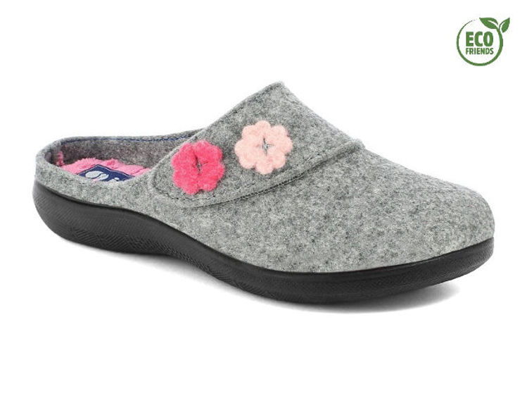 Picture of Ecofriends slippers made with recycled felt with contrasting flowers - ec74