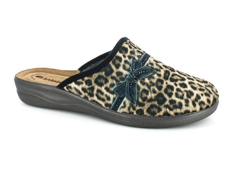 Picture of Leopard print slippers with little bow - cf38