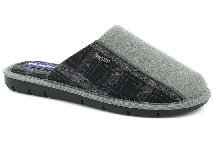 Picture of Soft fabric man slippers with tartan insert - 9124