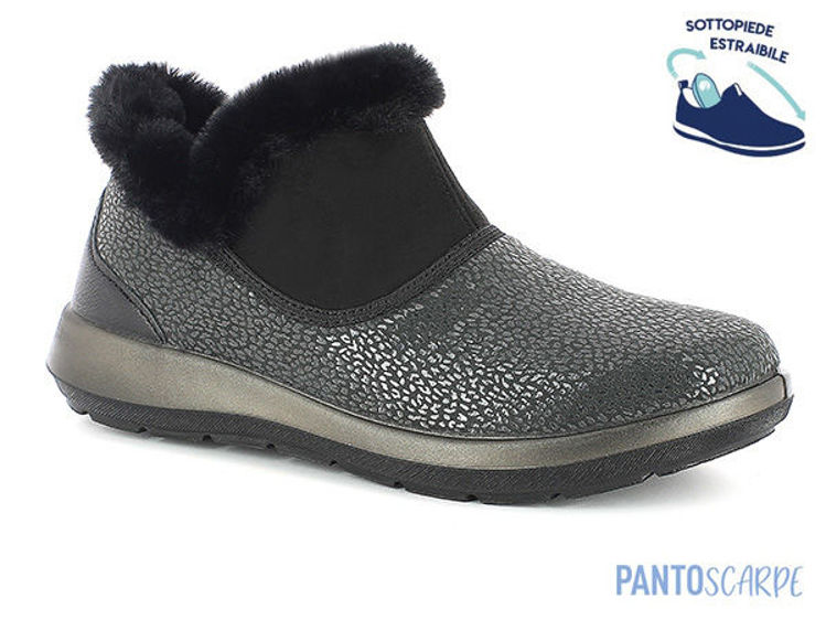Picture of Pantoscarpe simple black low boots with eco fur - wg34