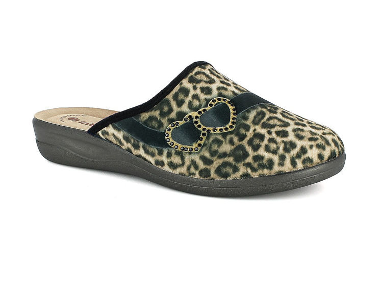 Picture of Animalier print slippers with hearts and strass - cf42