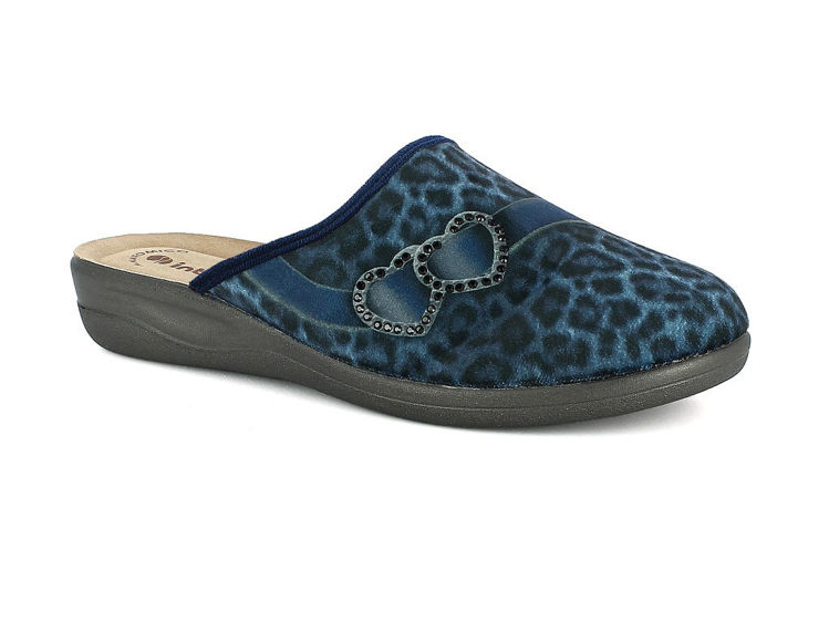 Picture of Animalier print slippers with hearts and strass - cf42