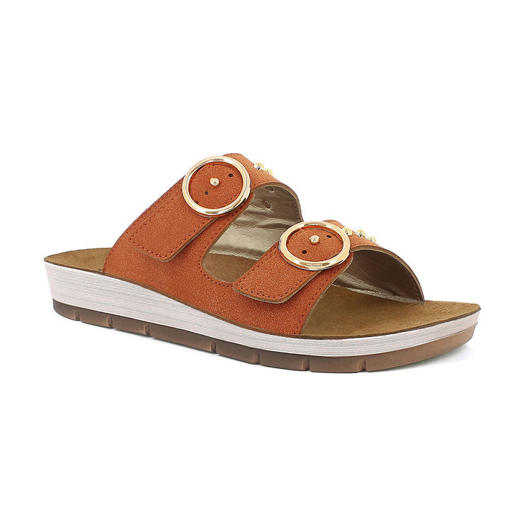 Picture of Double buckle and gold studded slippers - cp54