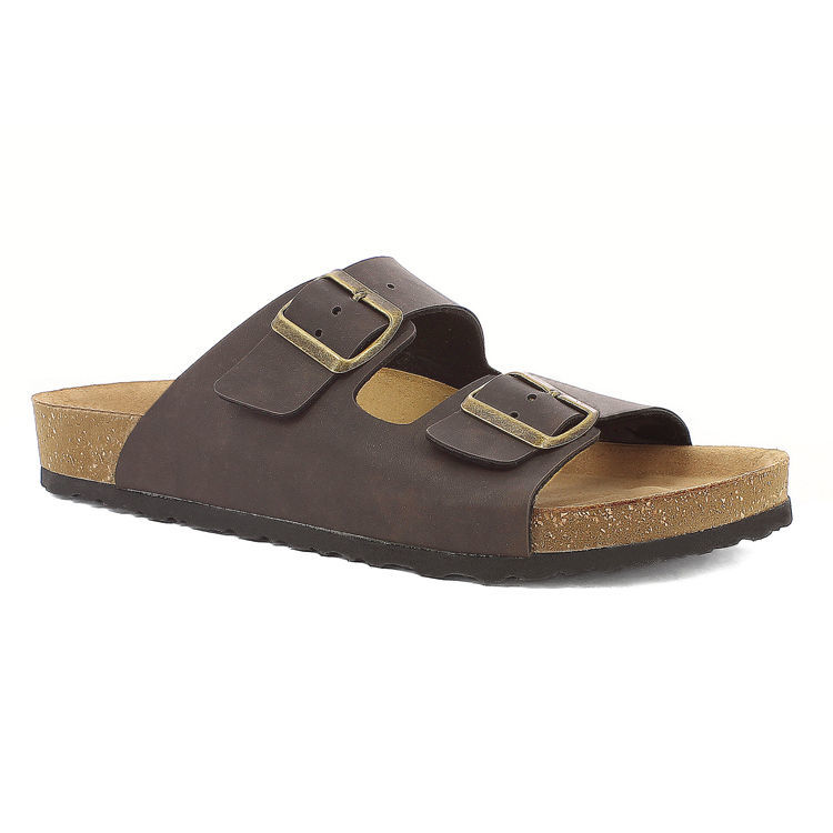 Picture of Men's double buckle leather footbed slippers - nu12