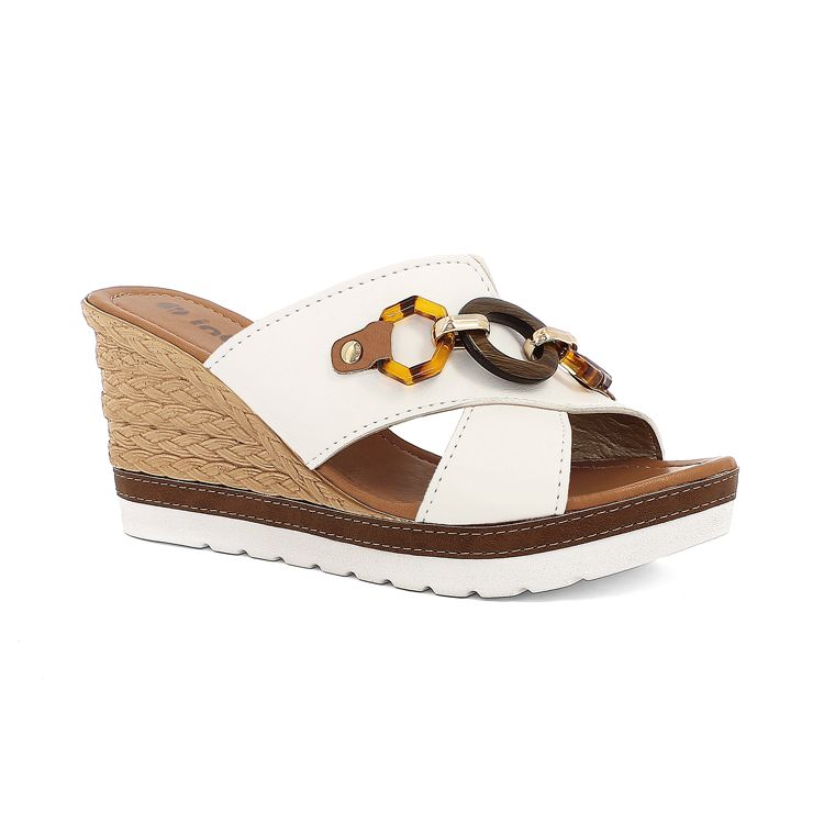 Picture of High wedge slippers with double band and chain - fg37