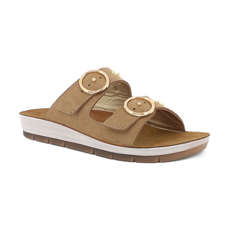 Immagine di CIABATTE DOPPIA FIBBIA E BORCHIE DORATE - CP54