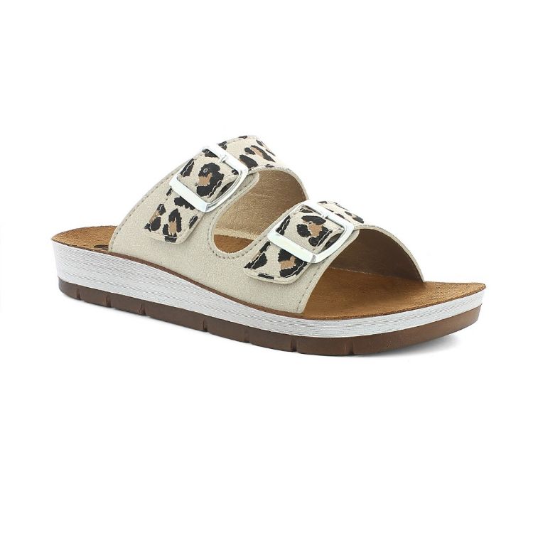 Immagine di CIABATTE DOPPIA FASCIA ANIMALIER CON FIBBIE - CP58