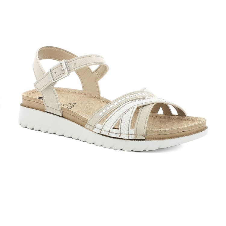 Picture of Two-tone stitched effect sandals with rhinestones - cn54