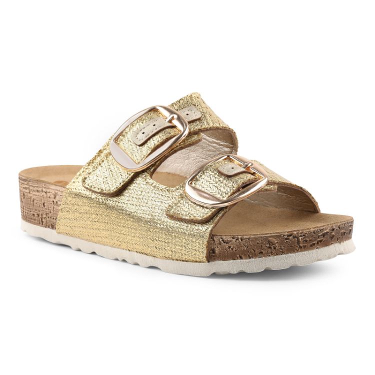 Picture of Metallic raffia double-strap slippers - nm43