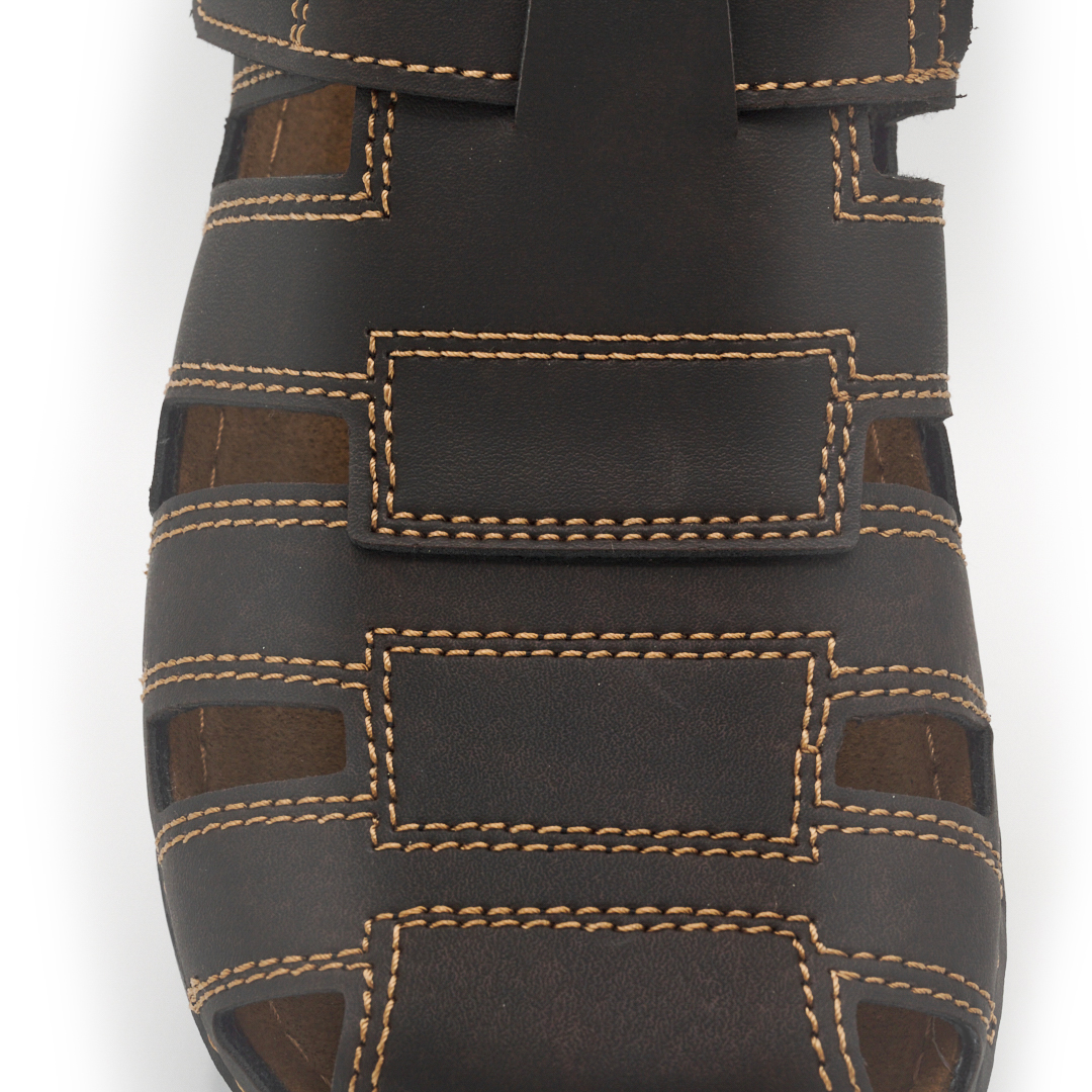 Sandali Da Trekking Uomo AX BOXING - In Pelle PU, Suola Antiscivolo, Protezione Dita, Chiusura Regolabile, Taglie 41-45