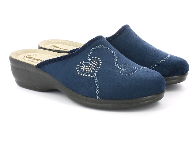 Pantofola con ricamo a cuore e strass BJ 113 , pantofole donna colore blu |  | INBLU Shop Ufficiale