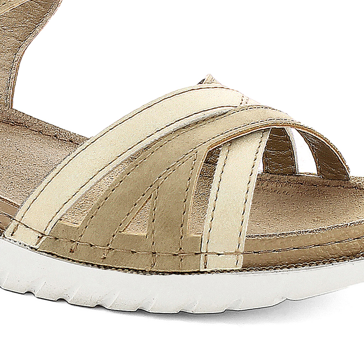 Inblu Sandali Donna Bicolor Con Chiusura Regolabile A Strappo, Plantare In Pelle, Dal 35 Al 41, Sabbia, 36 EU