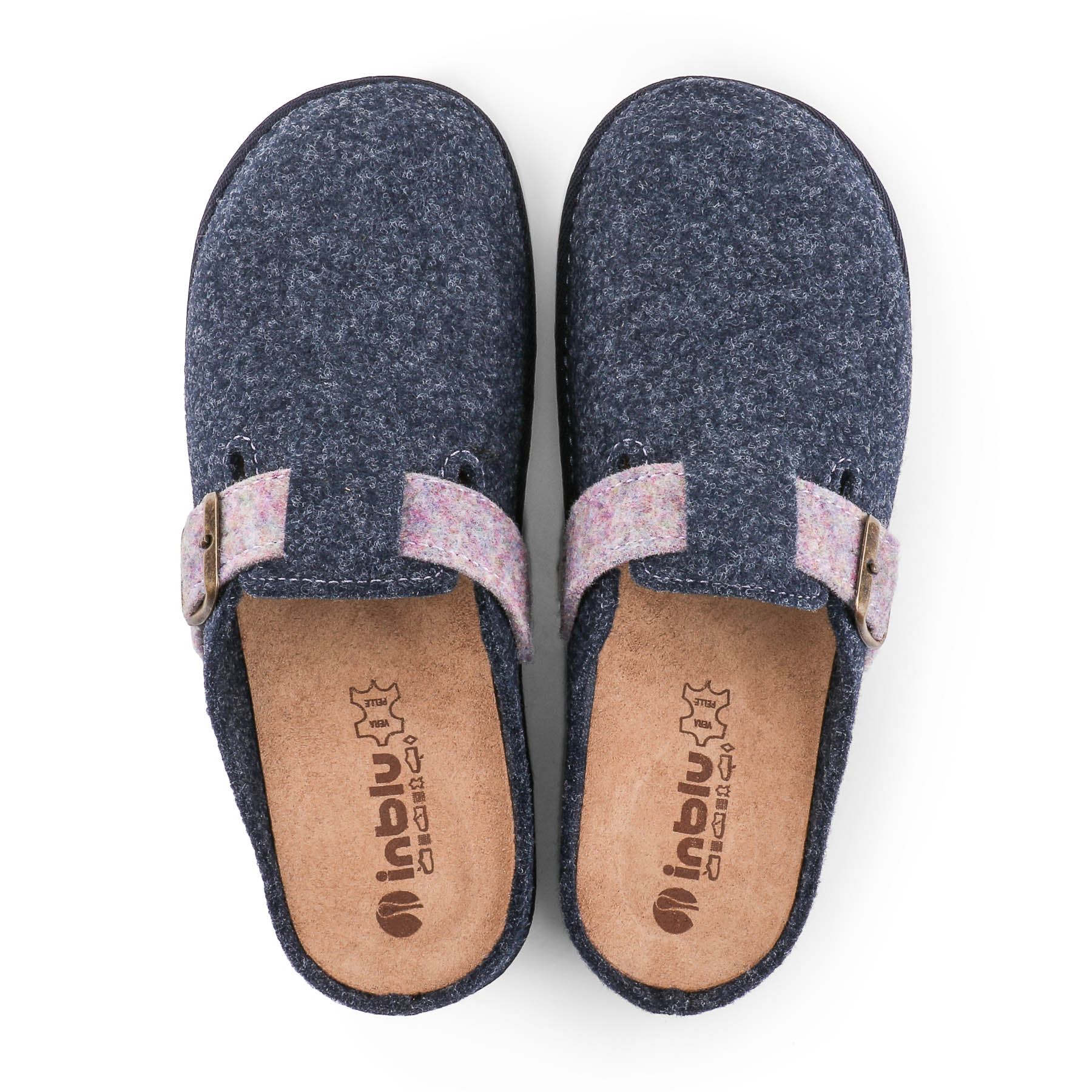 Calzado Hogar Flor Decorativa Pantofole Ecofriends Con Applicazione A Cuore Colore Blu | Shop Pantuflas Esponja Suave