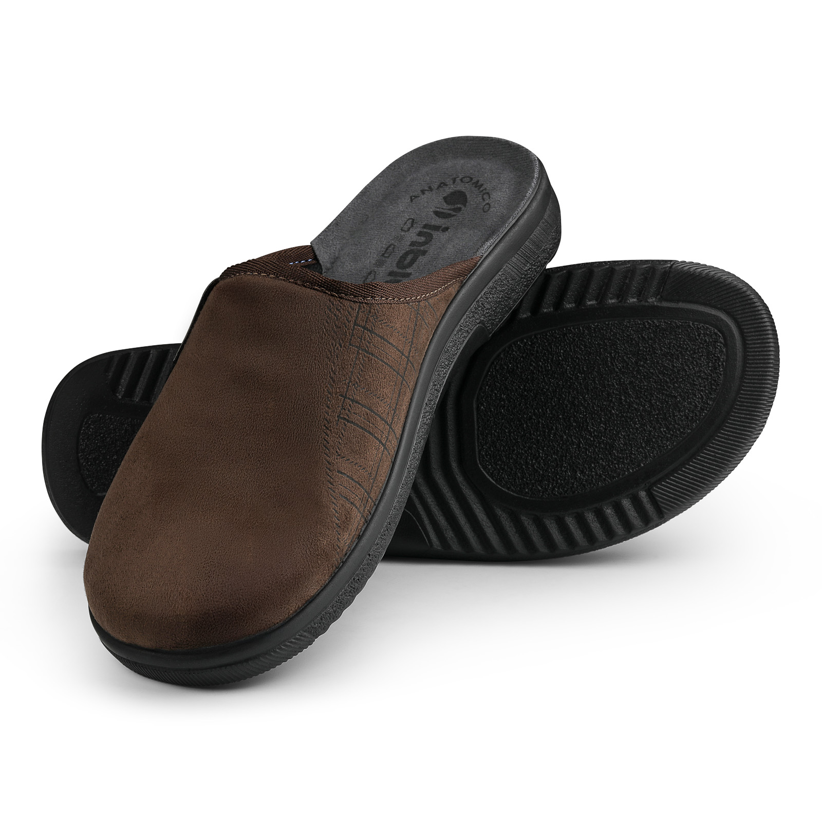 Inblu Pantofole Uomo Tomaia Morbida In Fantasia Tartan E Sottopiede In Tessuto Imbottito, 45 EU - 4