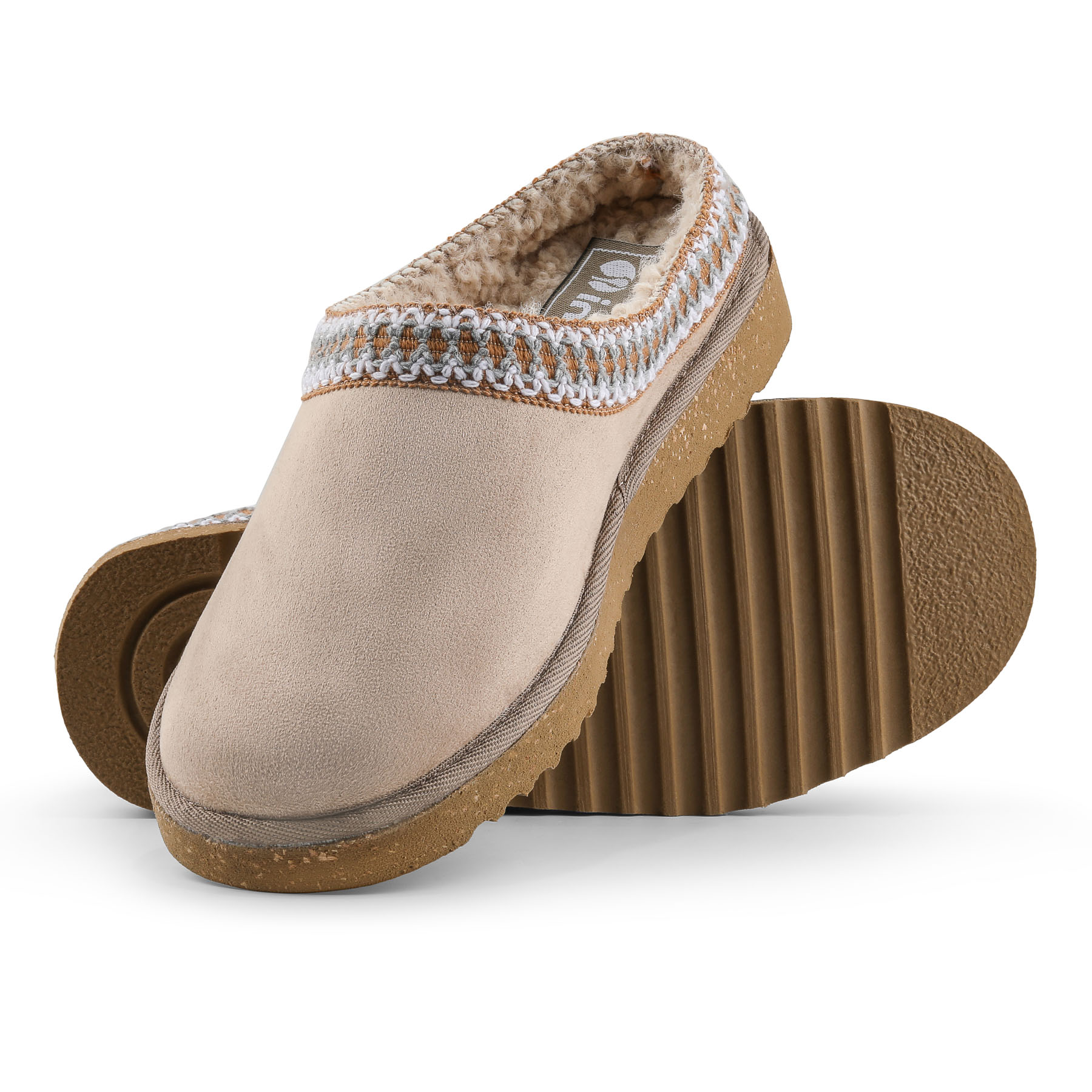 Inblu Pantofole bordate in Ecopelliccia, Donna, Blu, 40 EU