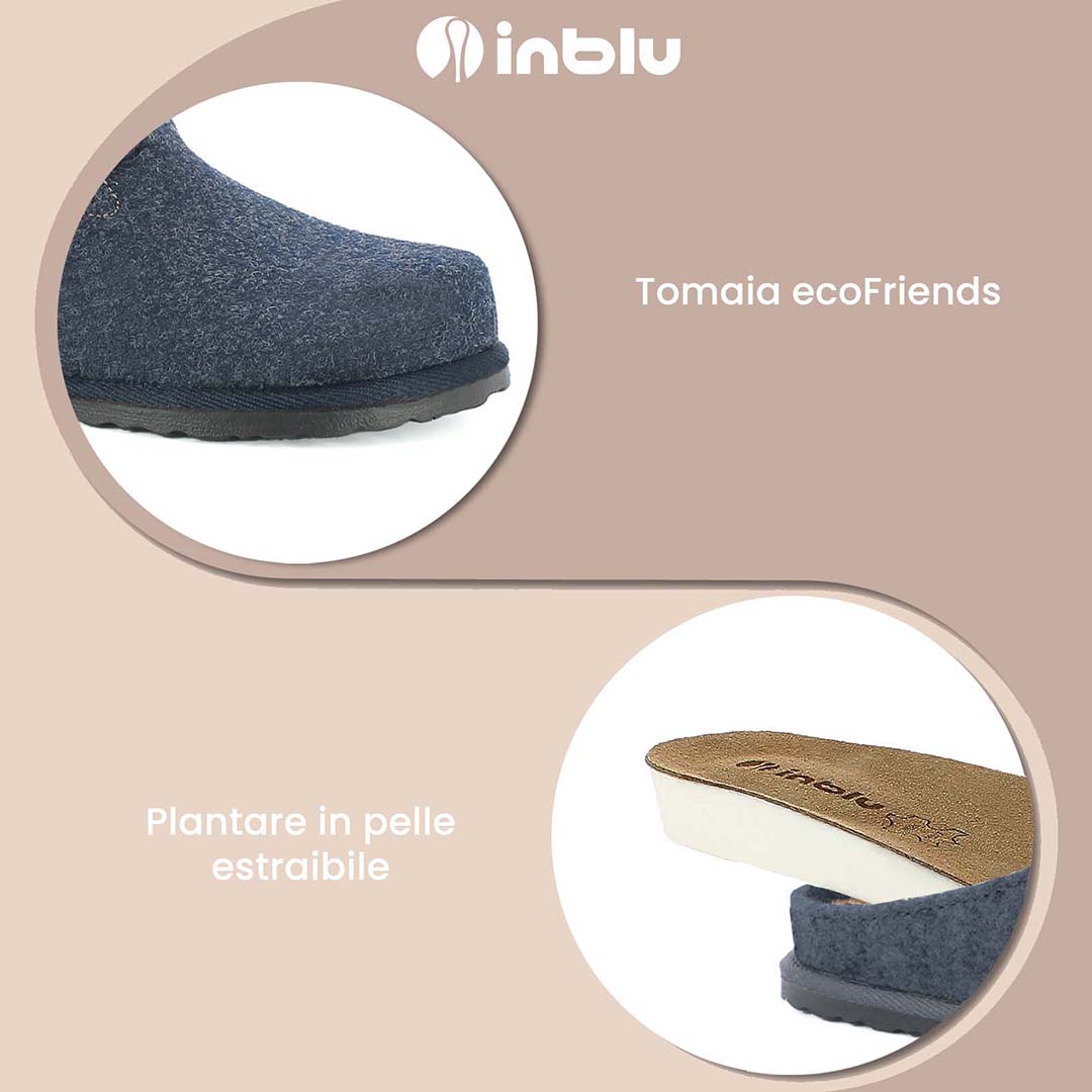 Pantofole Uomo Modello Avon – Pile Grigio/Navy, Suola Rigida Antiscivolo, Slip On, Taglie 7-11